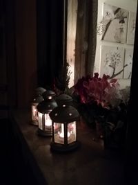 Flower vase on table at home