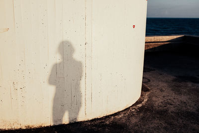 Person standing by sea against sky