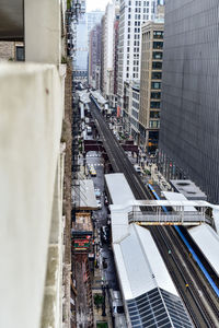 High angle view of city street