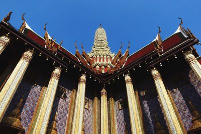 Low angle view of temple against building