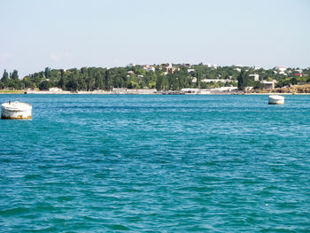 Scenic view of sea against clear sky