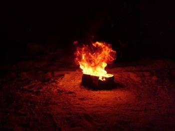 Burning fire at night