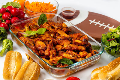 Close-up of food in plate on table