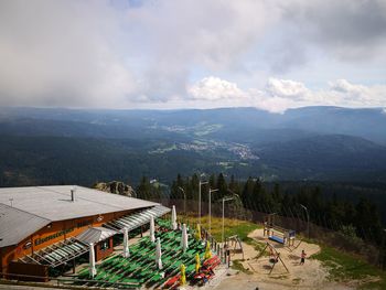 High angle view of landscape against sky