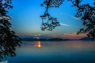 Scenic view of lake during sunset