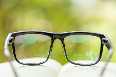 Close-up of sunglasses on table