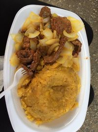 Close-up of served food in plate