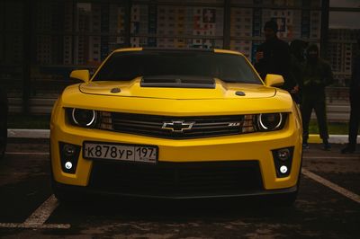 Yellow car on street