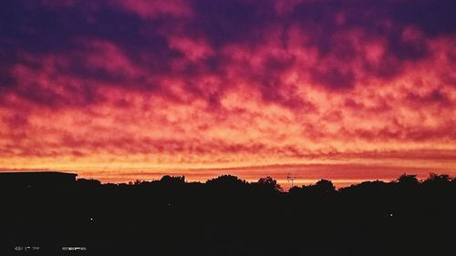 Silhouette of buildings against dramatic sky