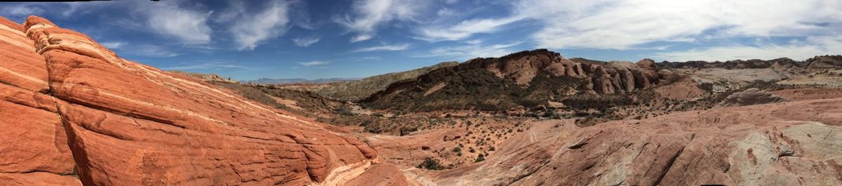 Panoramic view of mountains against sky