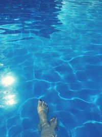 Low section of person swimming in pool