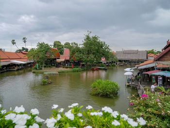 Scenic view of river by lake against sky