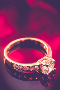 Close-up of ring on table