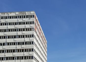 Low angle view of modern building against clear sky