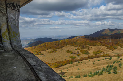 Scenic view of landscape against cloudy sky