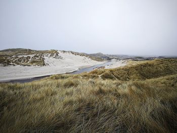 Scenic view of beach against clear sky