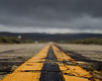 Surface level of road against sky