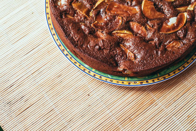 High angle view of dessert on table