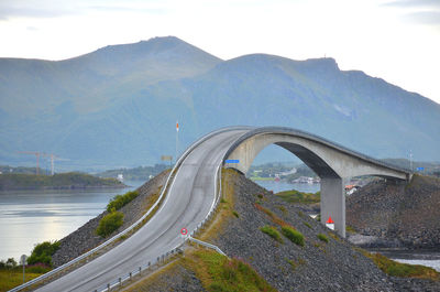 Atlantic oceanic road bridge on a cloudy day