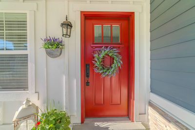 Closed door of building