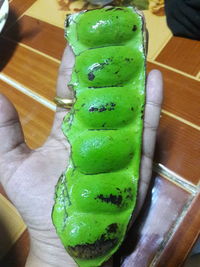 High angle view of person holding ice cream