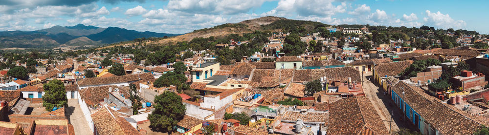 High angle view of townscape against sky