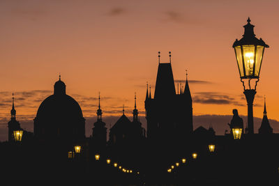 Silhouette buildings against sky during sunset