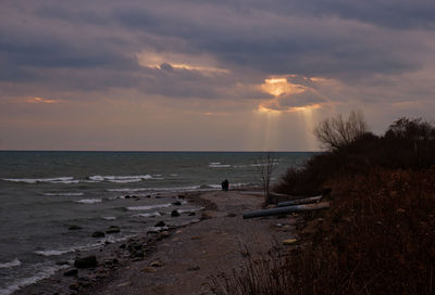 Scenic view of lake ontario in ajax in the evening.