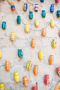 Full frame shot of multi colored bottles