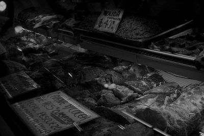 High angle view of food for sale in market