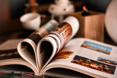 Close-up of open book on table