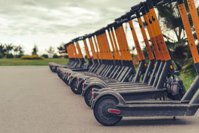 Parking with scooters, rental of electric transport, bike for rent