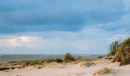 Scenic view of beach against sky