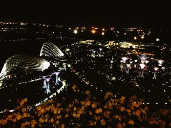 View of illuminated city at night