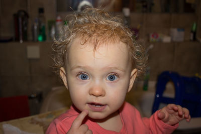 Portrait of cute girl at home