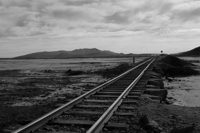 Railroad track at sunset