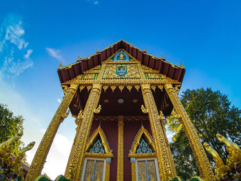 Low angle view of temple building against sky