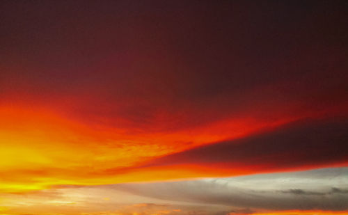 Low angle view of orange sky