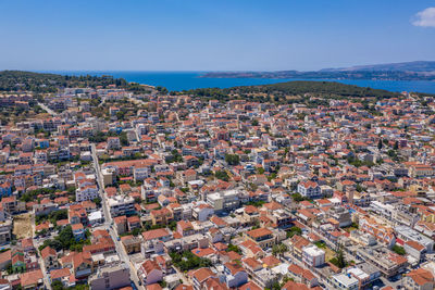 High angle view of townscape against sky