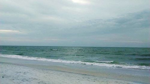 Scenic view of sea against cloudy sky