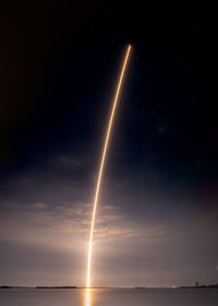 Scenic view of crew-6 rocket launch against sky at night in cape canaveral, florida, march 2, 2023. 