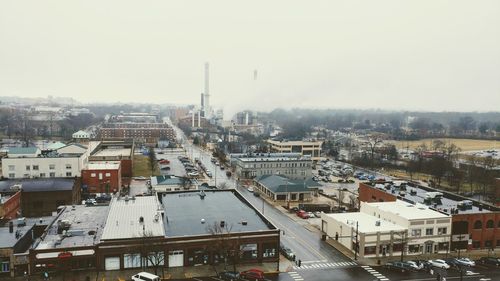 High angle view of townscape against sky