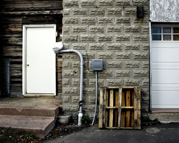 Street light on wall of building