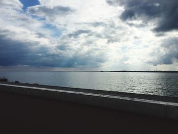 Scenic view of sea against cloudy sky