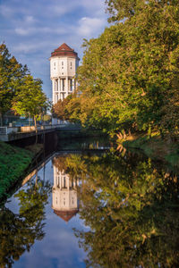 Water tower with reflection in emden