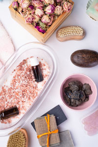 High angle view of food on table