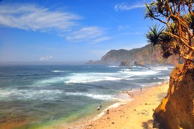 Scenic view of beach against sky