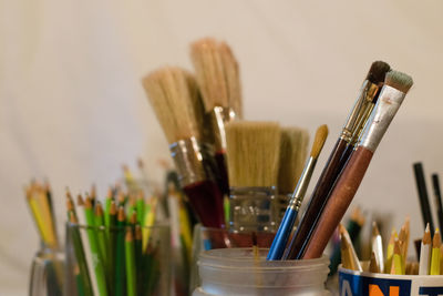 Close-up of paintbrushes