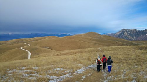 Woman standing on mountain landscape