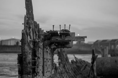 Old ruins of boat at beach